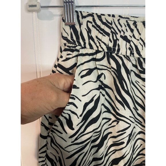 Nicole Miller New York Zebra Print 100% Linen Wide-Leg Pants Size S - Picture 3 of 13